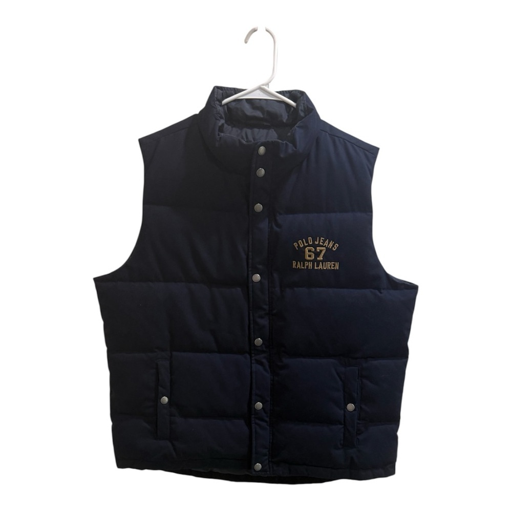Polo Ralph Lauren Puffer Vest Navy Down Quilted Size L Vintage